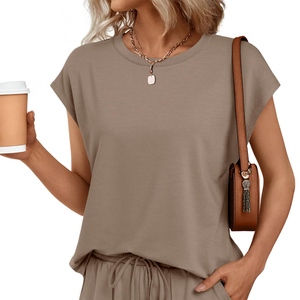 Premium Quality Solid Color Ladies Summer 2 Piece <b>Twin</b> <b>Sets</b> Latest Fashion Casual Wear Cotton Made Women T Shirt And Shorts <b>Sets</b> - Product Image 5