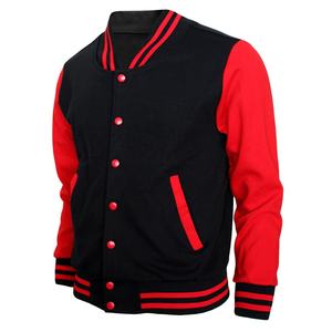 Veste de baseball en cuir véritable et laine pour homme, personnalisable, noire, avec logos brodés en couleur personnalisée, fabriquée au Pakistan - Product Image 1