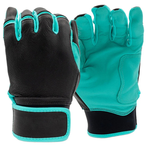 Tech Black Teal Genuine Leather Baseball Batting Gloves | Modern Anti Slip Breathable Flex Custom Pro Batting Gloves - Product Image 1