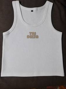 <b>White</b> Ribbed Baby Tank Top Beaded Flower Embroidery <b>Vest</b> Knit <b>Bodysuit</b> for Girls - Product Image 4