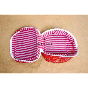 Red beautiful 3-Piece Large Capacity Hand Block Printed Cotton Vanity Set Zipper Washable Bag Durable Reusable Travel for Bags - Product Image 5