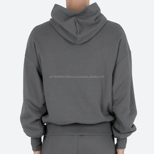 Fabricant de sweats à capuche épais de haute qualité en vrac blanc premium uni boxy y2k sweats à capuche 100% coton recadrée poids lourd sweat à capuche pour hommes - Product Image 5