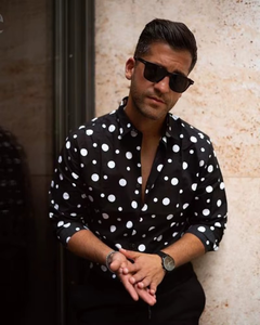 Camisas de Manga Larga con Cuello de Solapa y Estampado de Puntos, Estilo Europeo Americano, Nueva Colección Otoño 2026, Venta al Por Mayor para Hombre - Product Image 2