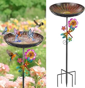 Fabricante confiable de baños para pájaros de hierro con acabado vintage para decoración de jardines y actividades diarias de alimentación de aves al aire libre - Product Image 1