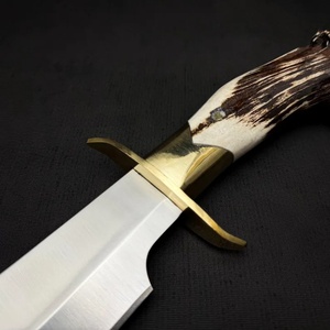 Handmade Industrial Grade Bowie Hunting Knife Straight <b>Drop</b> Point Stag Antler Handle Fixed Tactical Survival Stainless Steel OEM - Product Image 4