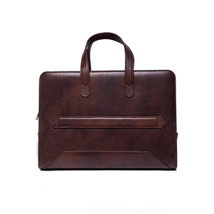 Sac pour ordinateur portable de luxe en cuir véritable de qualité supérieure pour homme, marron, sacoche de bureau, sac messager, double poignée, fermeture à glissière, léger - Product Image 1