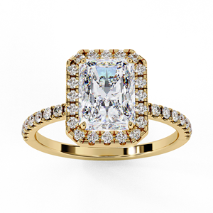 SATANI BROTHERS Bague de fiançailles en moissanite taille radiant 4 carats avec halo et sertissage pavé de luxe - Product Image 2