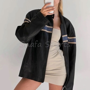 Chaqueta de piel de oveja de alta calidad, extragrande, de doble botonadura, personalizada para mujer, a la venta. - Product Image 3