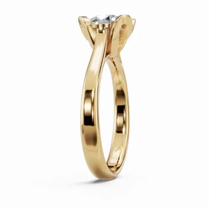 Anillo de diamantes solitario Floral Radiance con una sola piedra de corte brillante de 0300 quilates engastada en una delicada banda inspirada en pétalos. - Product Image 2