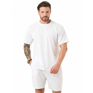 Ensemble de plage décontracté 2 pièces pour homme OEM, manches courtes, en coton respirant, idéal pour le jogging et les activités de plein air - Product Image 4