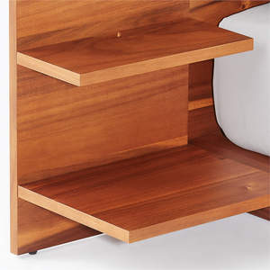 Minimalist Teak <b>Platform</b> <b>Bed</b> Queen and king Size Solid Wood <b>Frame</b> With Side Shelf Storage Bedroom Furniture - Product Image 4