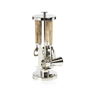 Juego de herramientas de barra premium con mango natural, acabado de acero inoxidable y soporte para clubes, bares domésticos y eventos, venta al por mayor desde India - Product Image 2