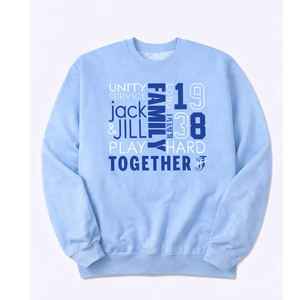 แจ็คแอนด์จิลเสื้อสเวตเตอร์คอกลมสีฟ้าอ่อนยูนิตี้แฟมิลี่ 1938 เสื้อสเวตเตอร์กราฟิกสำหรับผู้ชายและผู้หญิงชุดลำลองแขนยาว - Product Image 2