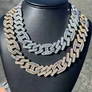 Hip-hop <b>Iced</b> <b>Out</b> Luxury Miami Cuban Link <b>Chain</b> High-quality Moissanite Diamond 15mm Cuban Necklace for Party - Product Image 1