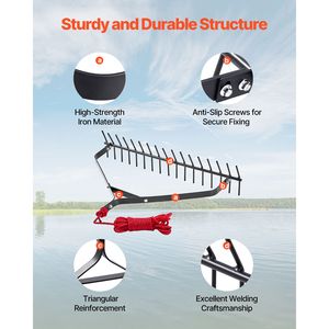 Rastrello Manuale Leggero per Erbacce Acquatiche da 32 Piedi, Tagliaerba per Laghi a Doppia Faccia da 6,3 Piedi con Corda da 30 Piedi, Nessun Assemblaggio Richiesto - Product Image 4
