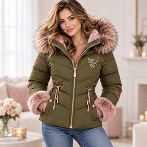 Veste matelassée pour femme Thorfinn Industry avec capuche en fourrure, fermeture éclair, vert olive, garniture en fausse fourrure, prix de gros, OEM - Product Image 4
