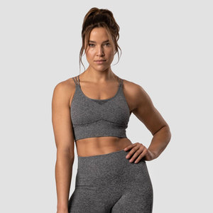 Soutien-gorge de sport sans armatures blanc pour femme, bretelles réglables, couleur unie, dos nageur, tricoté, respirant, toutes saisons - Product Image 3