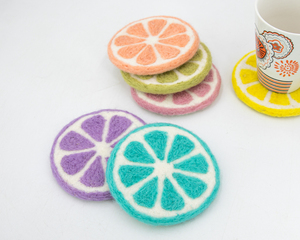 Handmade Eco-Friendly Bohemian Wool Colorful Fruit Drink <b>Coasters</b> Set Absorbent <b>Table</b> <b>Coasters</b> Summer Home Decor Kitchen - Product Image 2
