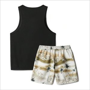 Nouvel Arrivage Ensemble Décontracté Deux Pièces pour Homme en Coton Tricoté 100% Couleur Unie Coupe Ample T-shirt et Short Assortis Séchage Rapide - Product Image 5