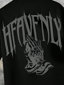 Camiseta Vintage de Corte Regular con Cuello en V y Ribete en Contraste, Personalizada, de Algodón 100% de Alto Gramaje, Tejido de Punto, Estampado Sólido, Estilo Urbano para Hombre - Product Image 6