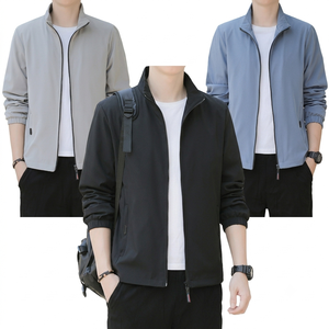 Vêtements d'extérieur décontractés respirants à col montant, couleur unie, printemps, pour hommes, prix d'usine Chine Bangladesh, logo personnalisé brodé OEM - Product Image 1