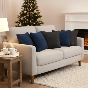 SOGA 6-PC 45cm <b>Pillow</b> Covers Set 3 Charcoal Grey Cable Knit and 3 <b>Navy</b> Blue Diamond Knit for Living Room Sofas - Product Image 6