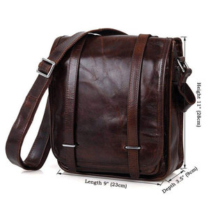 Genuine Leather Crossbody Bag 9x11x3.5 Inches Vintage Men's Shoulder Sling Bag with Adjustable Strap - Product Image 1