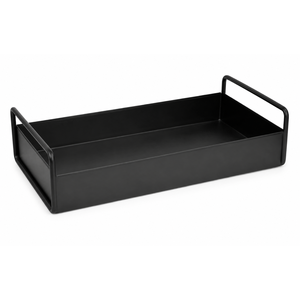 Bandeja Rectangular Decorativa Moderna de Hierro con Asas Metálicas |   Organizador de Exhibición Negro para Mesa de Centro, Decoración para el Hogar - Product Image 1