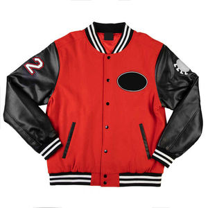 Veste de baseball vintage Varsity Letterman avec manches en cuir véritable et patchs brodés pour homme - Product Image 1