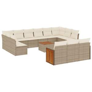 Beige Garden <b>Sofa</b> <b>Set</b> With Cushioned Seating Outdoor Furniture Contemporary Design UV Resistant PE Rattan High Density Foam - Product Image 2