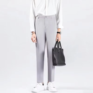 <b>Men's</b> Business Suit Trousers Formal Office <b>Men</b> Suit Long Pants <b>Stretch</b> Slim Fit Straight Solid Color Casual Pants - Product Image 1