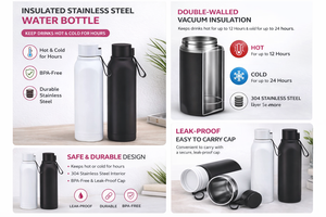 Bouteille d'eau isotherme en acier inoxydable anti-fuite avec impression personnalisée pour boissons chaudes et froides - Cadeau de la Saint-Valentin et de la remise des diplômes - Product Image 3
