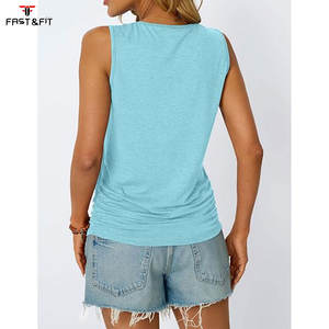 Camisetas de Tirantes Casuales de Verano para Mujer, de Secado Rápido, Transpirables, Tejidas, 100% Algodón, Color Personalizado, Talla Personalizada, Cuello Redondo Acolchado - Product Image 4