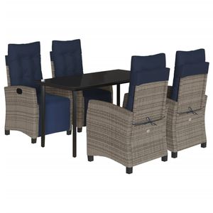 5 Piece Gray Poly Rattan Patio Dining <b>Set</b> with Cushions Elegant <b>Garden</b> <b>Sets</b> - Product Image 2