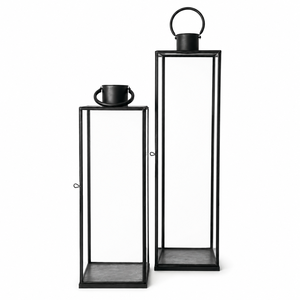 Minimalist Black Metal <b>Floor</b> Lantern Set Modern Nordic Tall <b>Matte</b> Iron Candle Holder Stand for Living Room And Patio Home Decor - Product Image 1