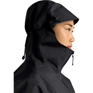 Chaqueta negra rígida para mujer con capucha y cremallera, chaqueta de montañismo para mujer, chaqueta rígida para esquí para mujer - Product Image 3