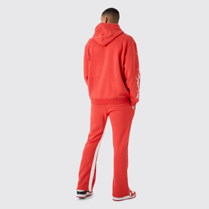 Custom Vintage Washed Distressed Loose Fitted 2Pcs <b>Flare</b> Tracksuits <b>Wholesale</b> Printed Pullover Workout Light Weight Tracksuits - Product Image 2