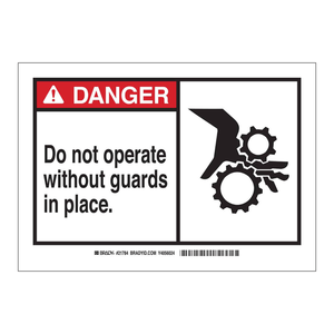 Señal de Seguridad Industrial Reflectante de PVC, Prohibido Operar Sin Protectores, Marca Brady Danger - Product Image 2