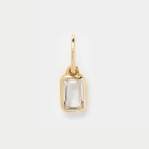Natural Crystal Quartz Faceted Rectangle Pendant Charm Gold Plated Sterling Silver Bail Handmade Polished Gemstone Jewelry - Product Image 1