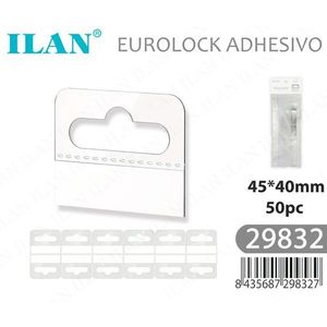 Ilan Eurolock Adhesive <b>Hooks</b> 45x40mm 50pc For Garment <b>Display</b> - Product Image 3