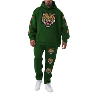 Conjunto de ropa deportiva con capucha Unisex, pantalones de chándal elásticos para hombre, chándal estampado de 2 piezas, 100% algodón ligero - Product Image 1
