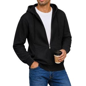 Sweat à capuche zippé en molleton de coton personnalisé pour homme avec fermeture éclair intégrale et poches avant pour collections de vêtements en marque blanche - Product Image 3