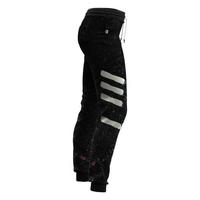 Pantalon de survêtement personnalisé pour homme avec imprimé effet gouttelettes, taille élastique, cordon de serrage, design décontracté à empiècements, noir et blanc, en polyester, pour l'automne
