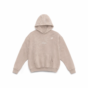 เสื้อฮู้ดดี้ผู้ชายผ้าฝ้ายฟลีซ 100% ประดับเพชรเม็ดเล็ก ทรงโอเวอร์ไซส์ สไตล์สตรีทแวร์ เนื้อผ้านุ่ม สกรีนโลโก้ด้านหน้าได้ - Product Image 2