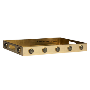 Bandeja de Metal con Acabado Dorado de Diseño Creativo Superior, Bandeja de Exhibición de Dulces y Postres con Gemas de Resina, para Uso en la Cocina - Product Image 1