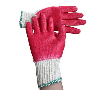 Red Cotton Latex Coated Cut-Resistant Knit Gloves Ambidextrous Pull on Cuff Household Cleaning Protection - Product Image 2