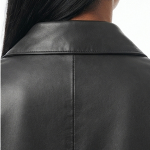 Wholesale Custom Ladies <b>Leather</b> <b>Blazer</b> Professional Business Office <b>Jacket</b> Women's Genuine <b>Leather</b> <b>Blazer</b> - Product Image 5