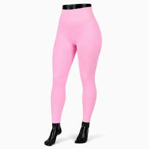 Leggings roses unis taille haute longueur intégrale sans coutures extensibles en maille pour femme – Style basique toutes saisons - Product Image 2