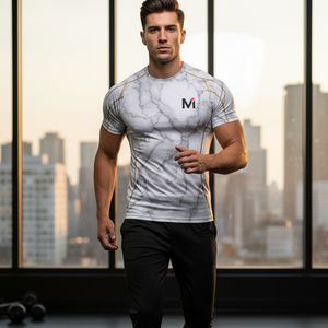 T-shirt de compression sublimé pour homme OEM, séchage rapide, vêtements de sport pour la gym, haute élasticité, entraînement CrossFit, vêtements de sport - Product Image 6
