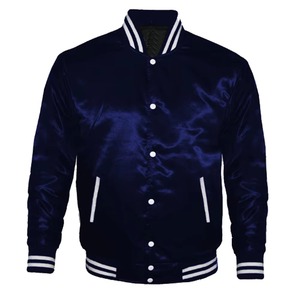 Veste bomber en satin personnalisée avec broderie, veste matelassée en satin de soie, veste de baseball fabriquée au Pakistan - Product Image 1